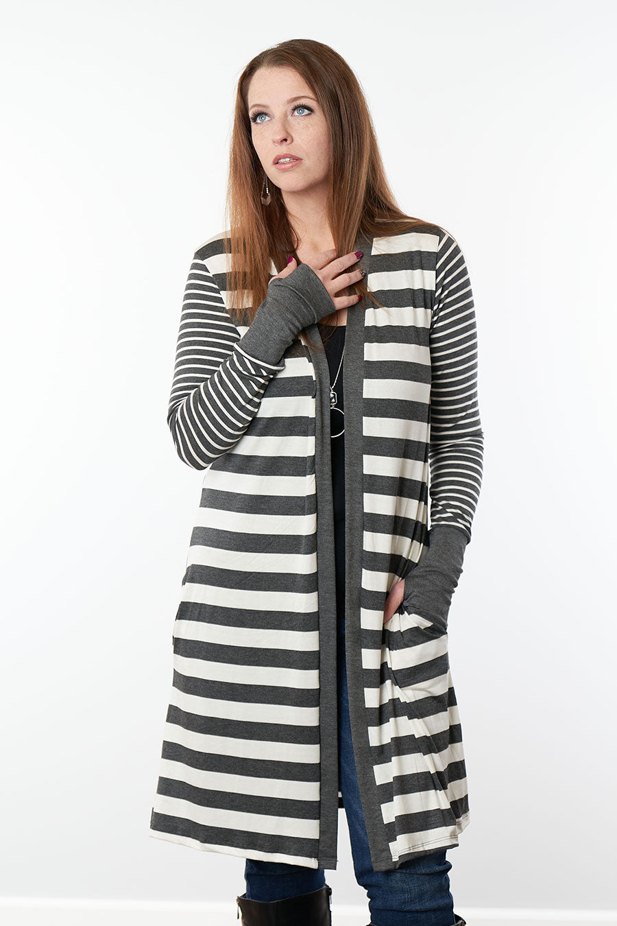 Don't Waste A Moment Striped Cardigan Front