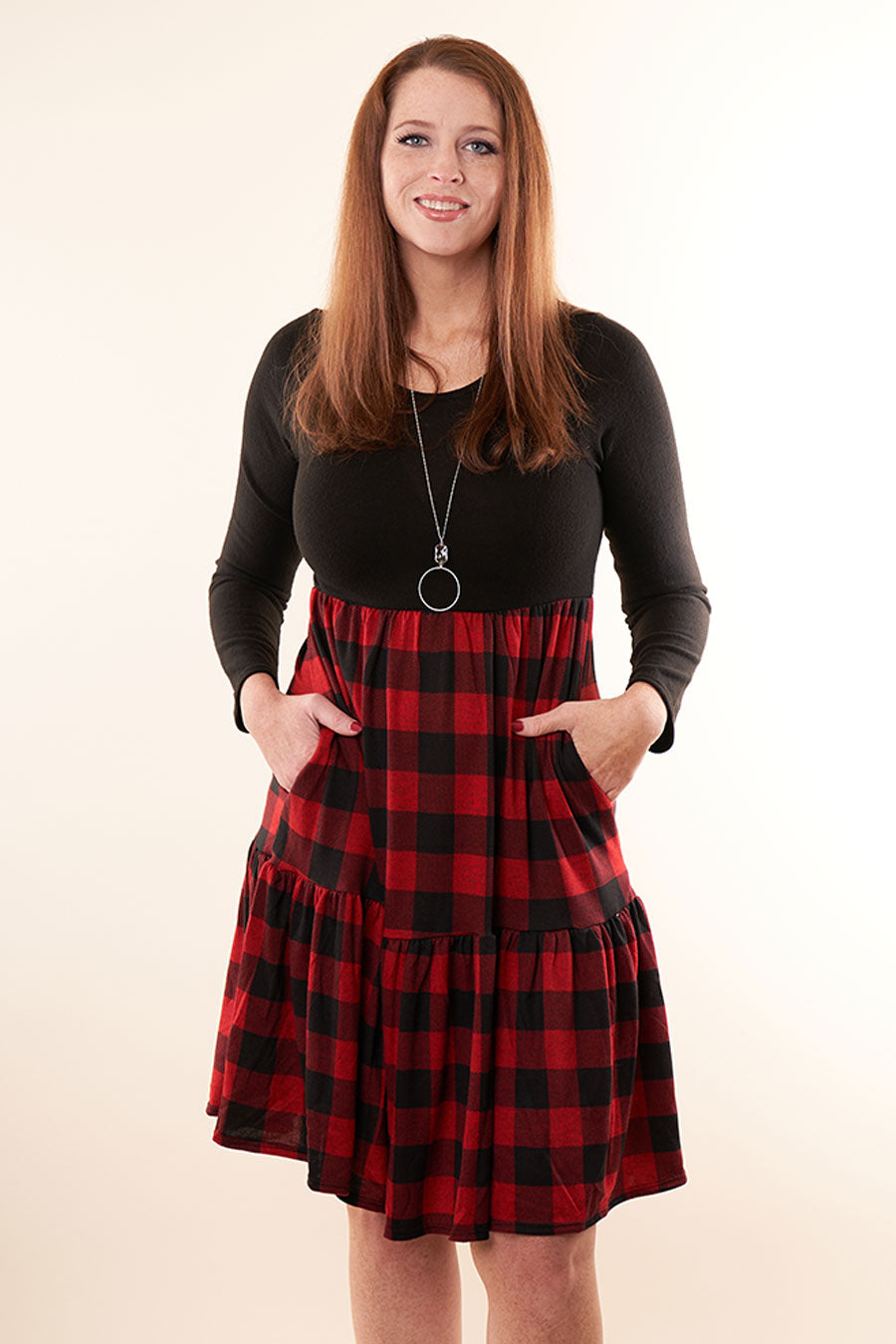 Charmed By You Buffalo Plaid Dress Front