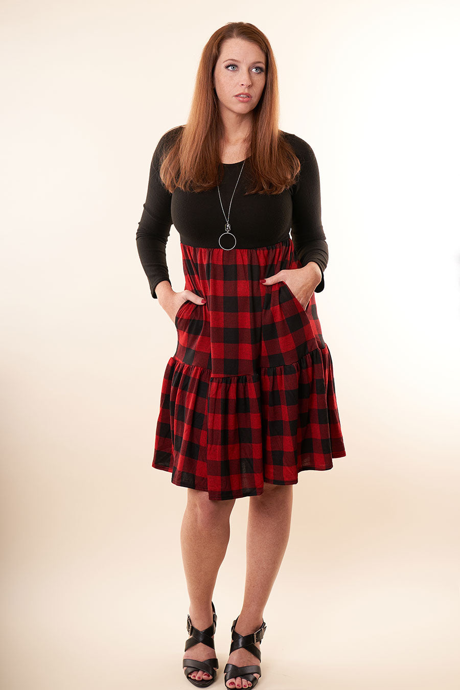 Charmed By You Buffalo Plaid Dress Front