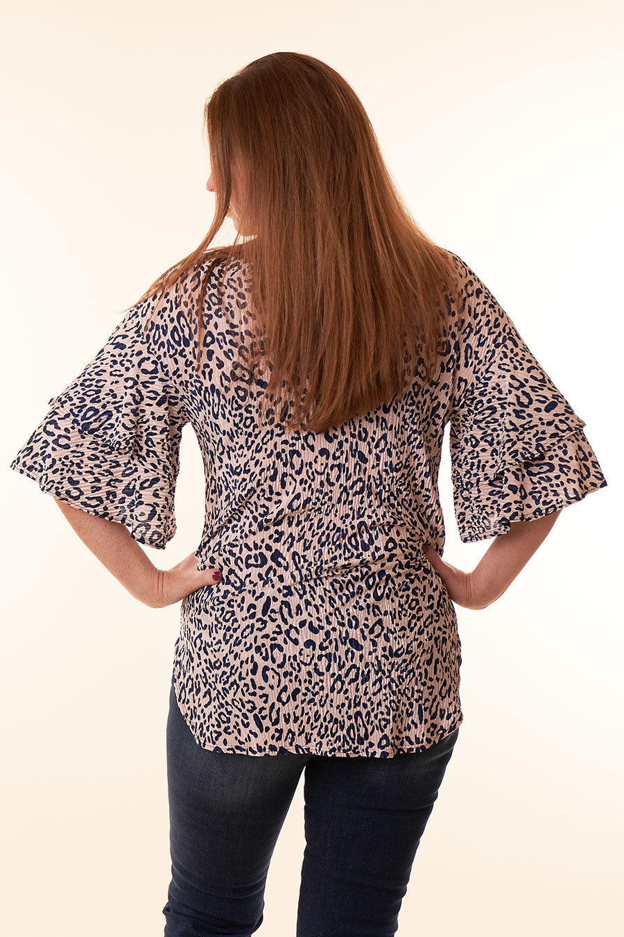 Craving Spots Pleated Animal Print Blouse Back