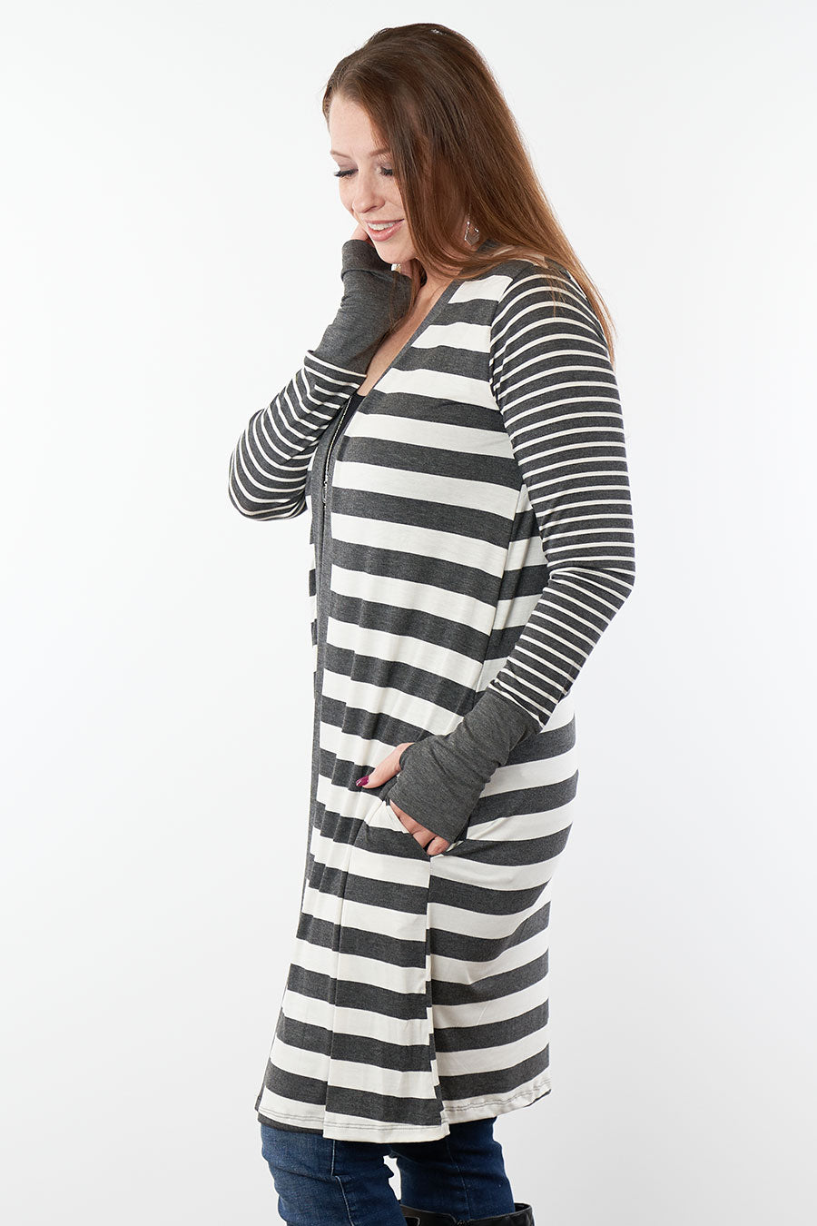 Don&#39;t Waste A Moment Striped Cardigan Side