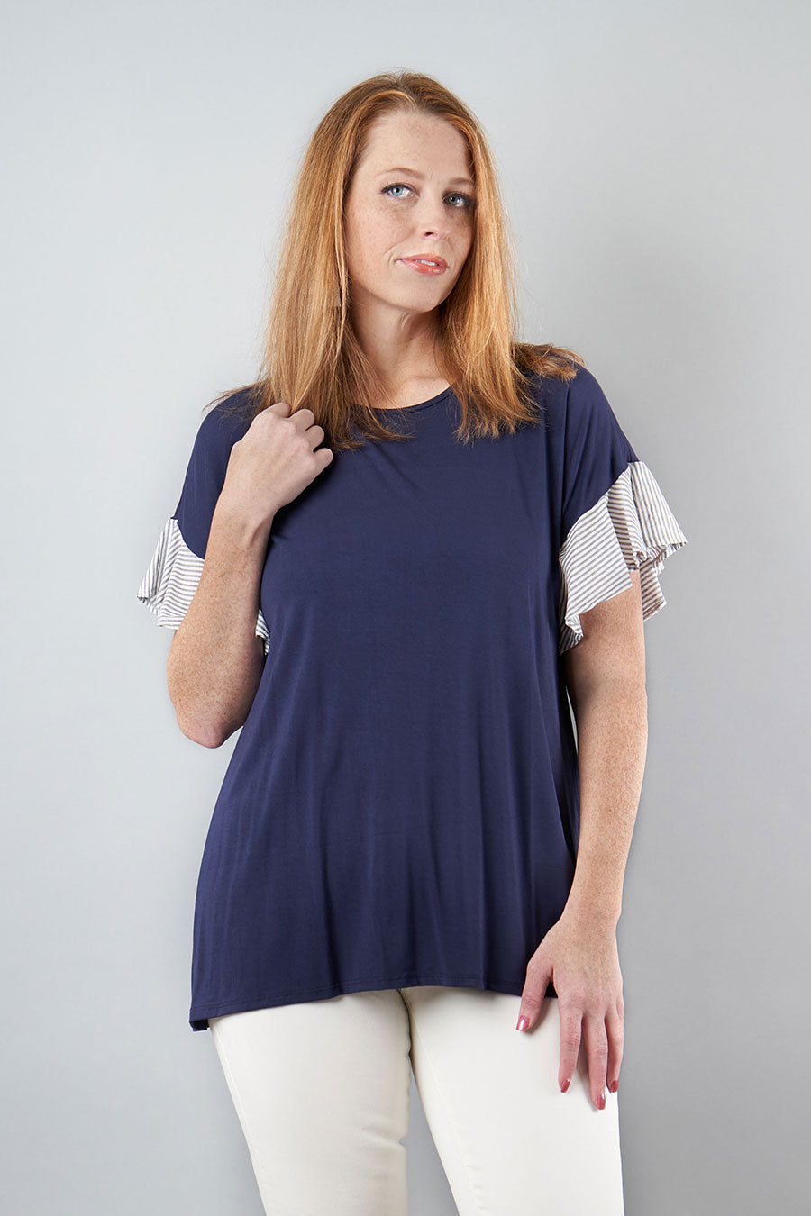 Easy Going Striped Sleeve Tunic Front