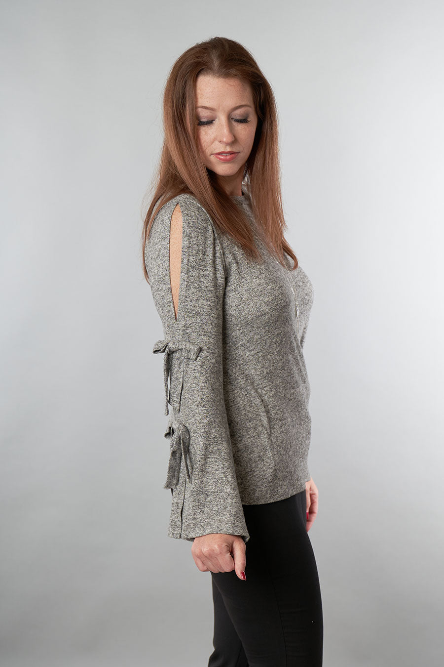 Grey Perfection Long Sleeve Top Side