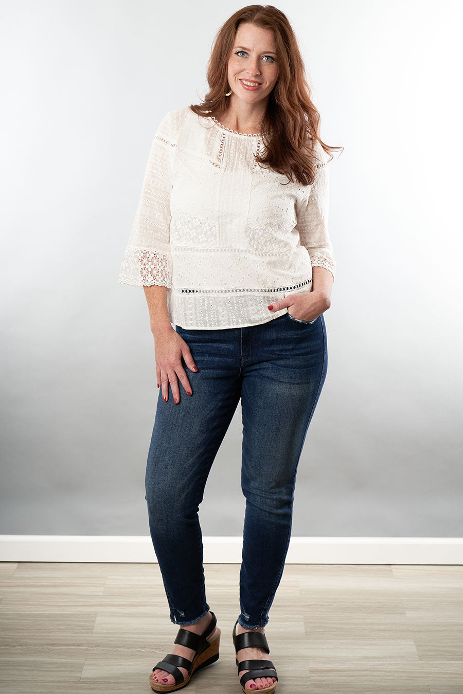 Head In The Clouds Lace Top Front