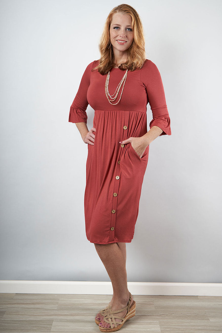 Head Of The Class Midi Dress With Button Detail Profile