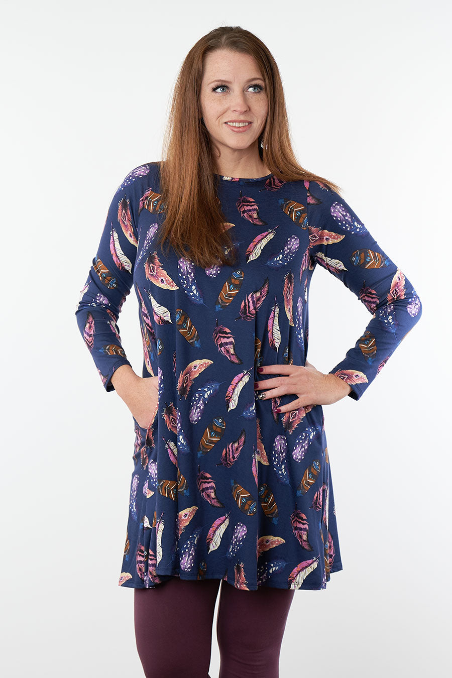 In Full Feather Long Sleeve Tunic Front