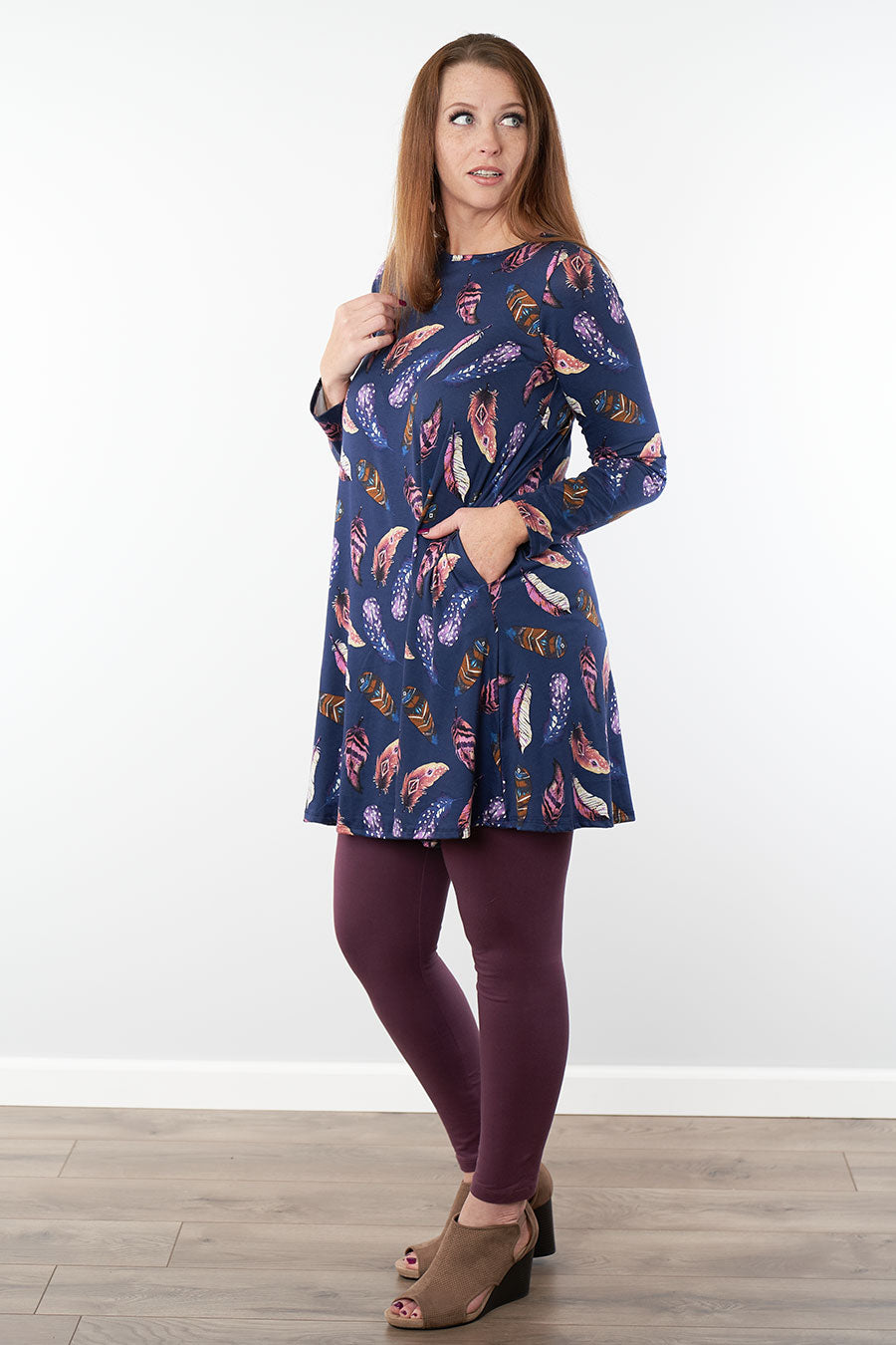 In Full Feather Long Sleeve Tunic Front