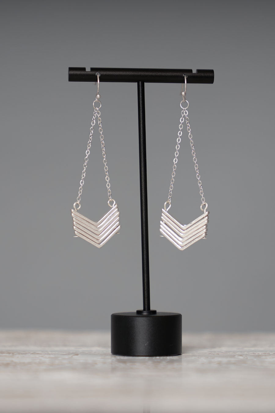 In The Right Direction Silver Earrings Front