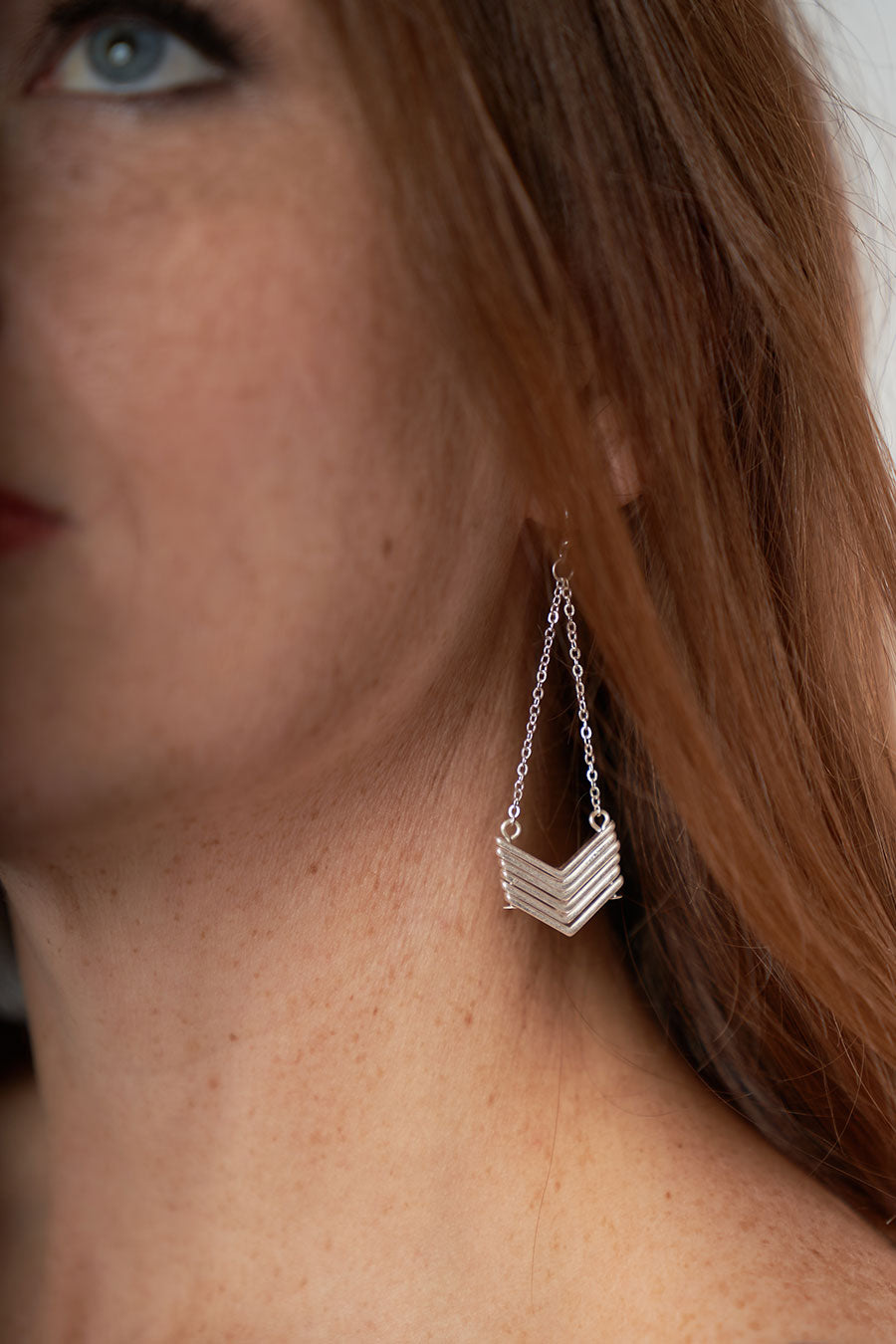 In The Right Direction Silver Earrings Profile