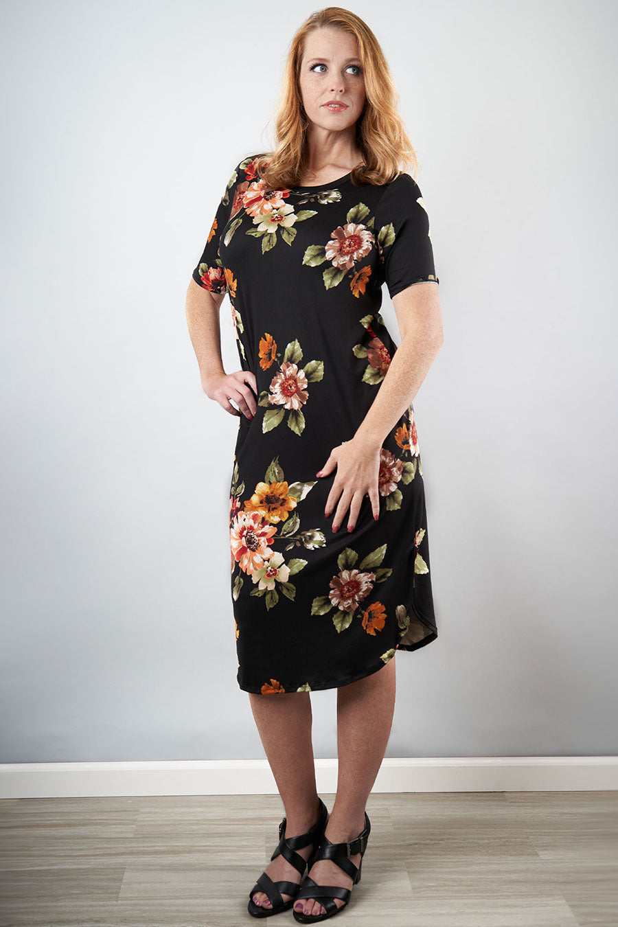 Lovely Petals Black Dress With Floral Print Profile