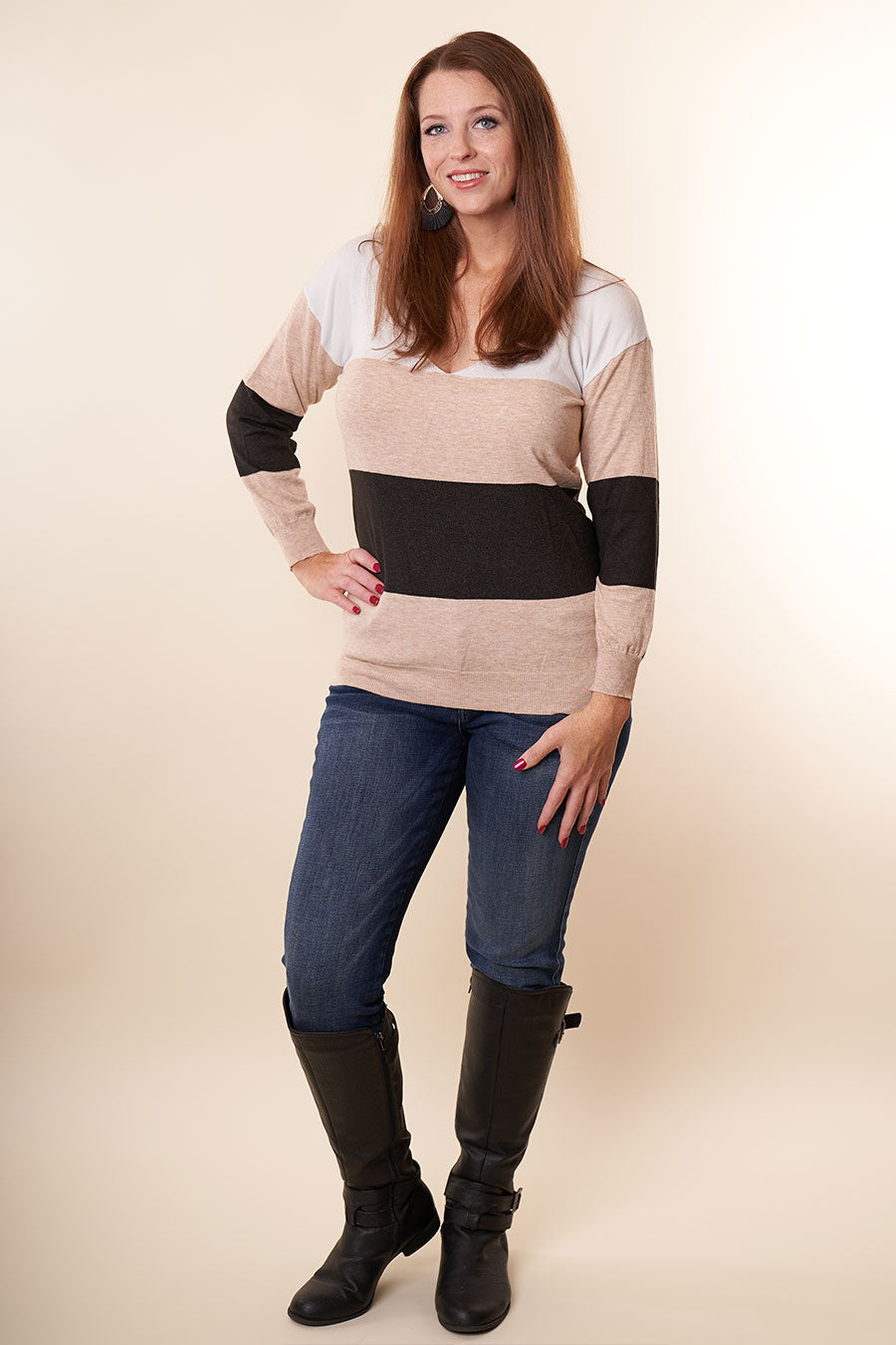 Make Up My Mind Color Block Top Front