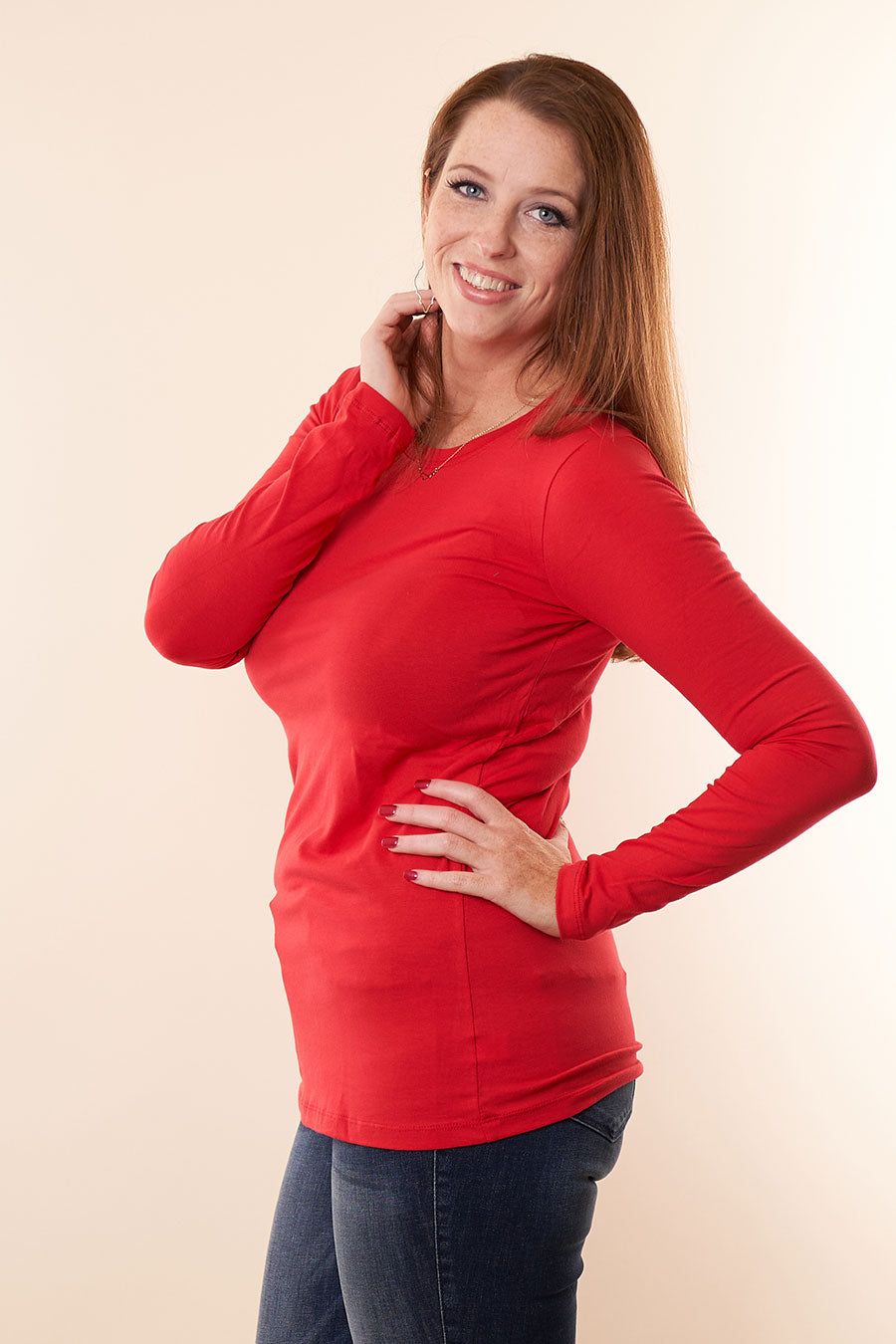 Merry And Bright Long Sleeve Top Red Side