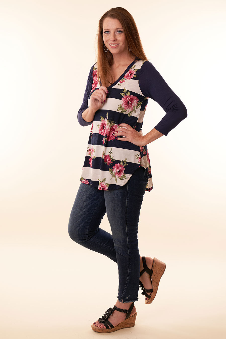 New Beginnings Floral Striped Tunic Profile