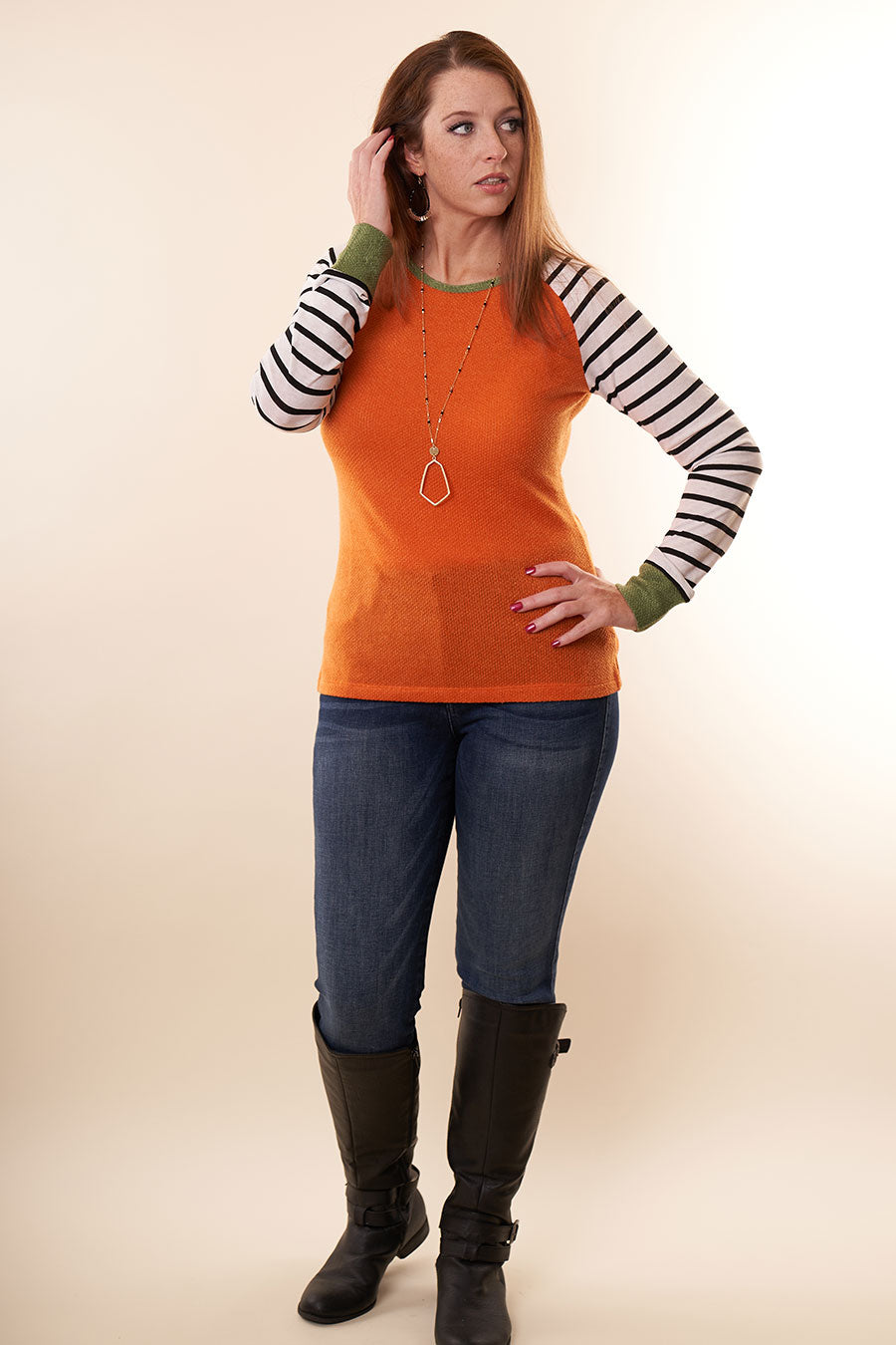 Ready For Fall Striped Long Sleeve Top Profile