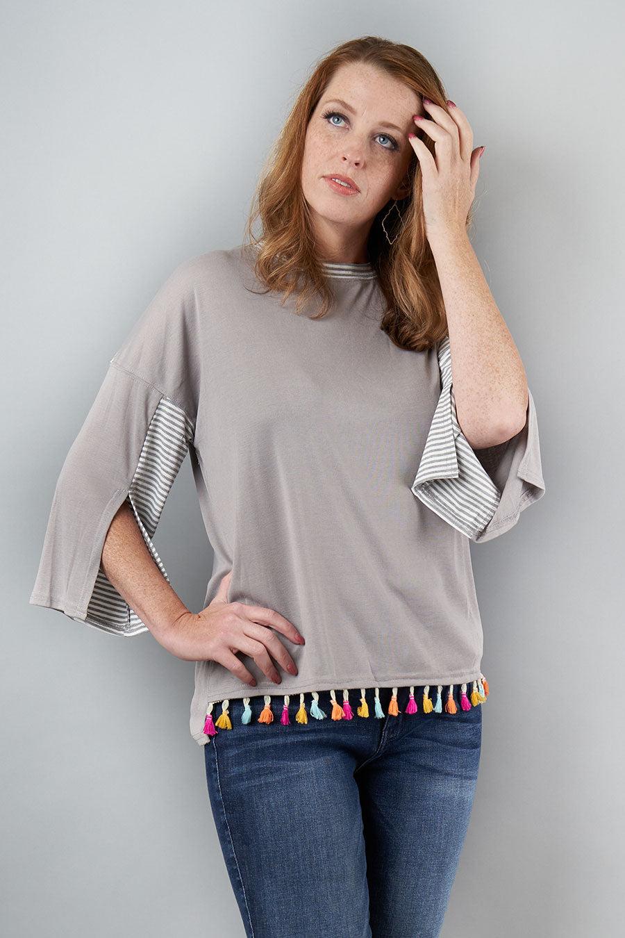 Ready To Fiesta Tassel Contrast Top Front