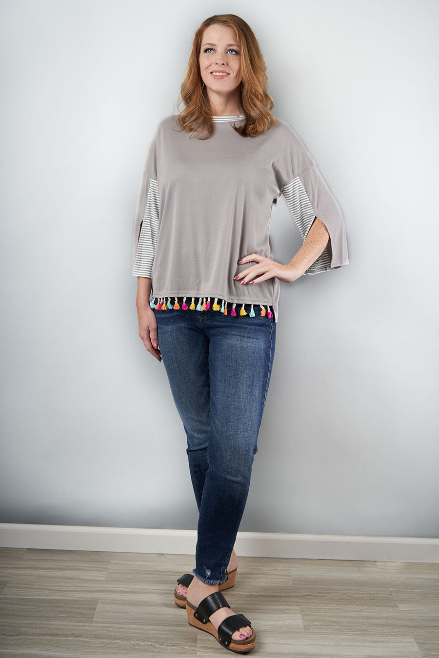 Ready To Fiesta Tassel Contrast Top Front