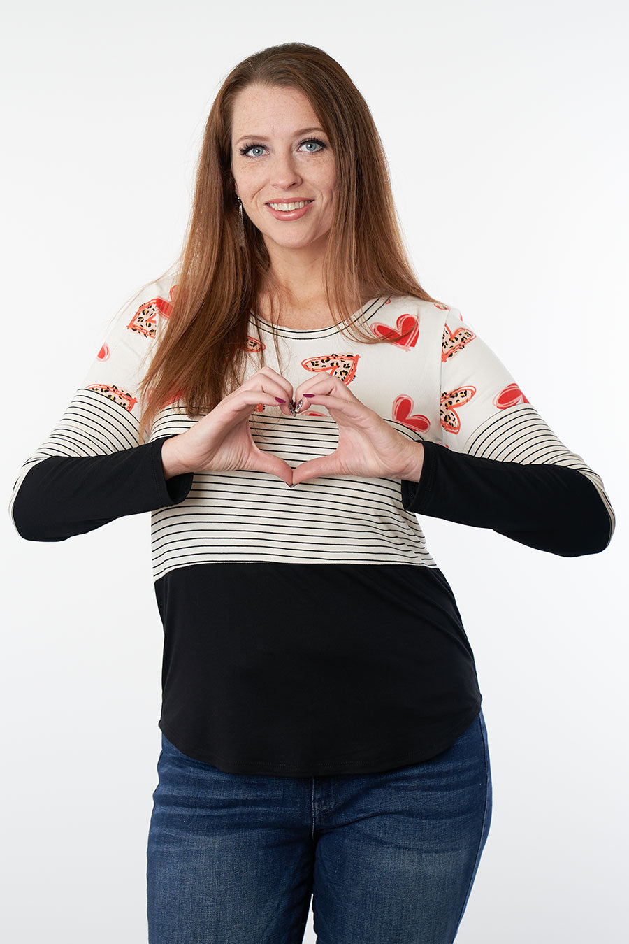 So Much To Love Long Sleeve Top Front Heart Shape