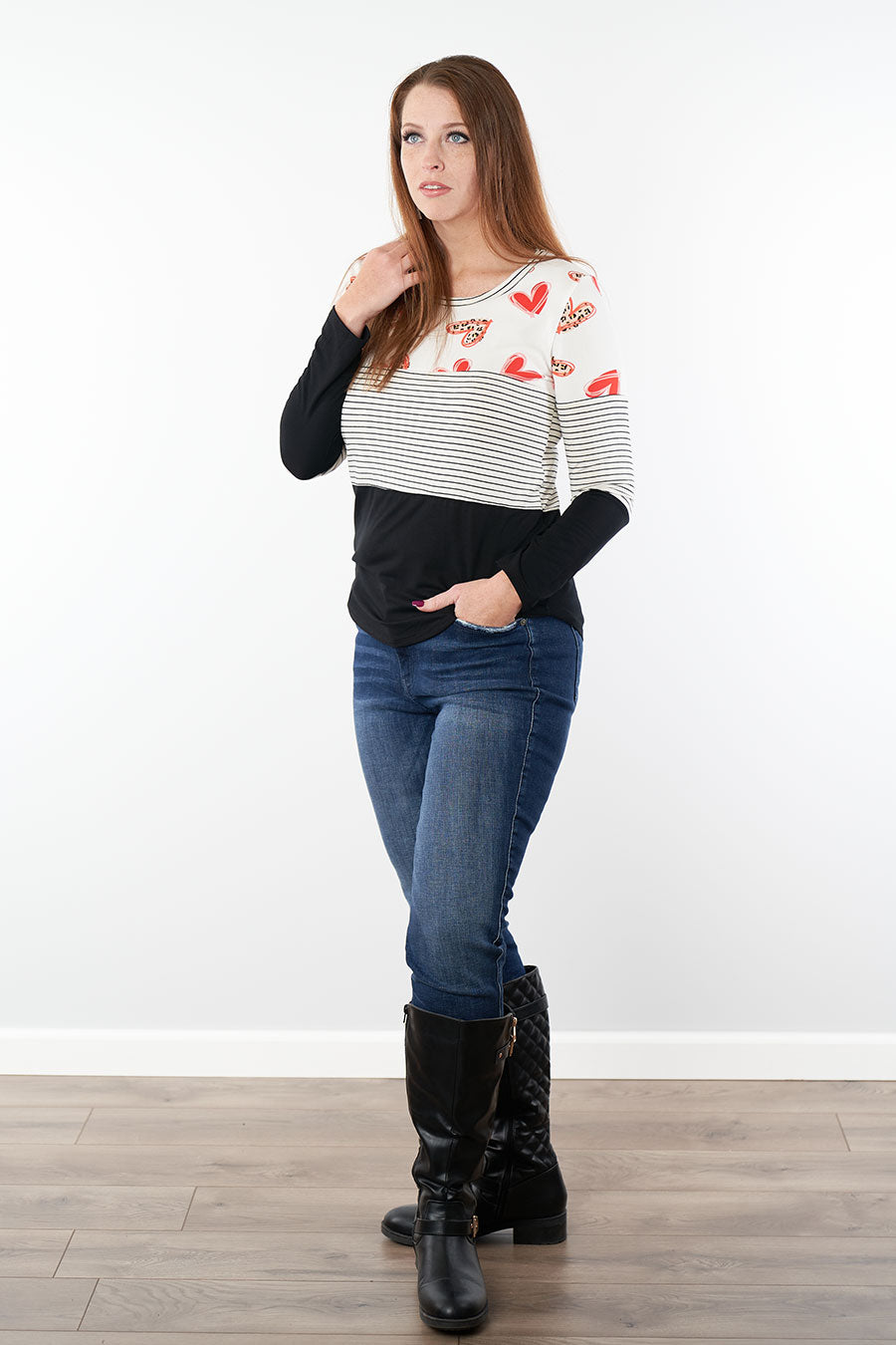 So Much To Love Long Sleeve Top Front Heart Shape