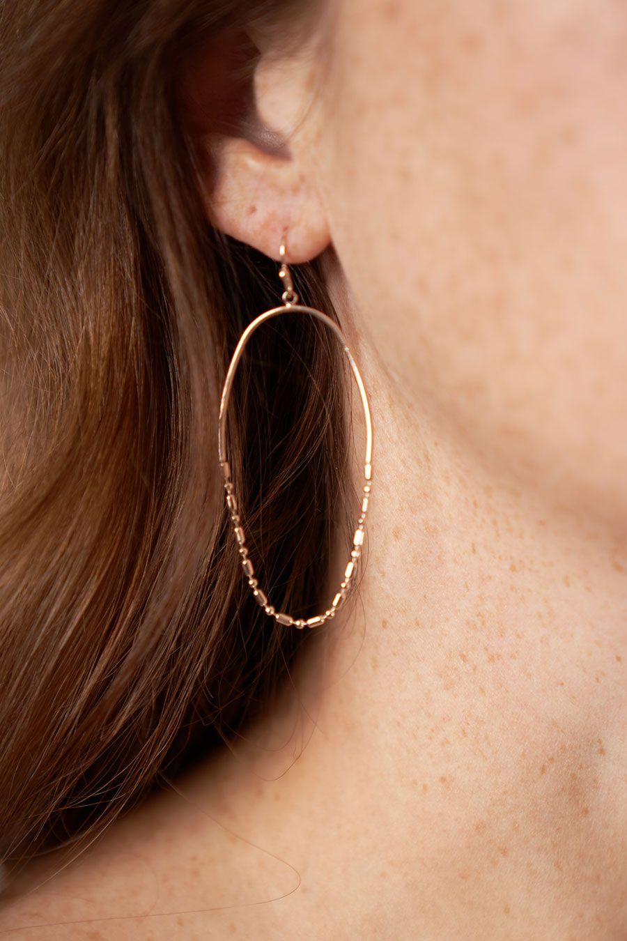 Stay Connected Earrings Rose Gold Worn