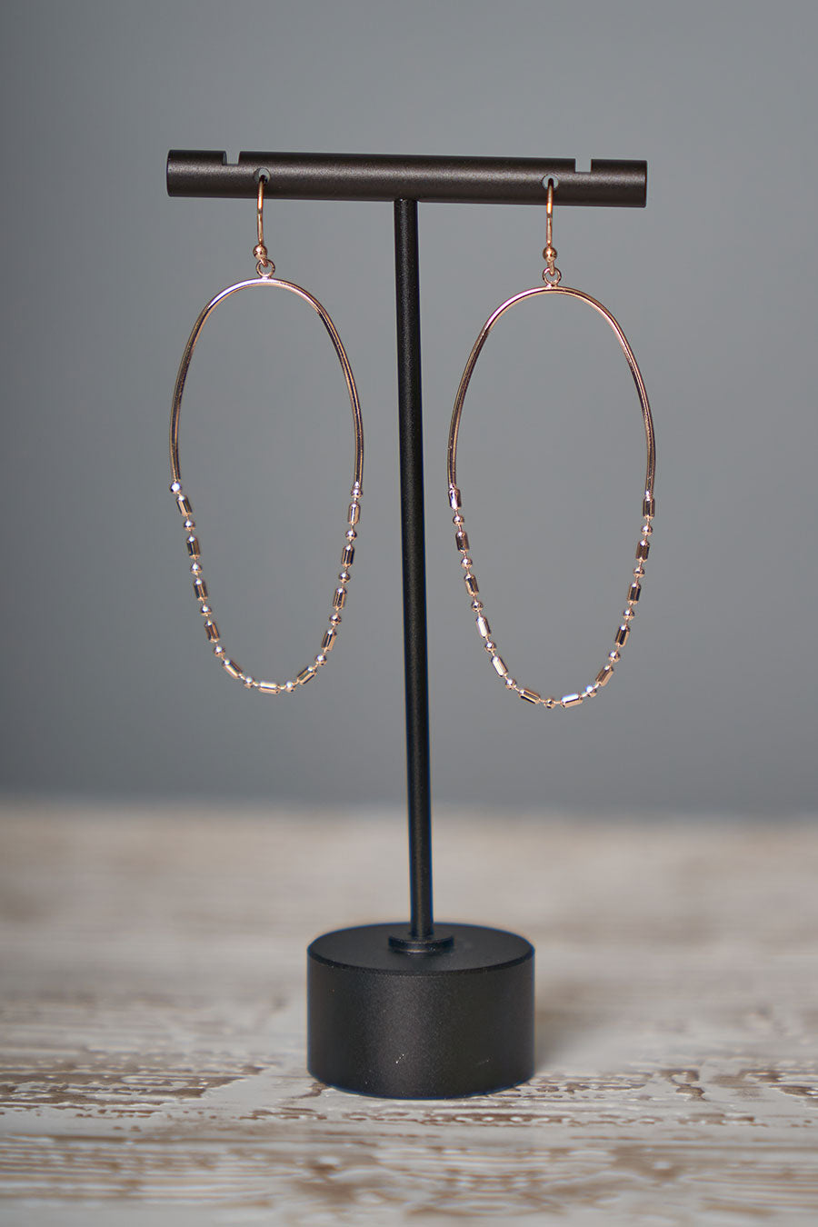 Stay Connected Earrings Rose Gold Front