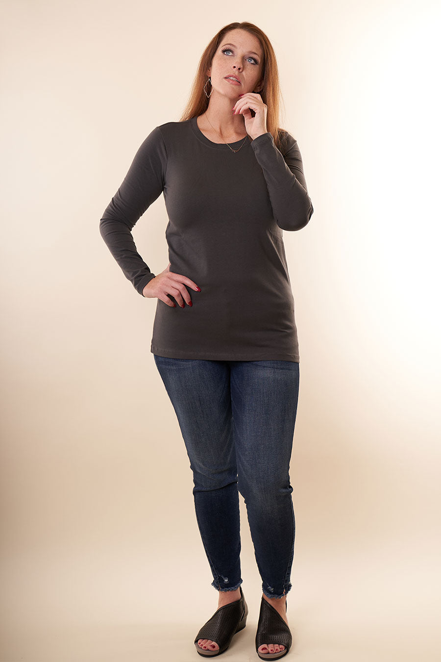 Won't Let You Down Long Sleeve Top Front Grey